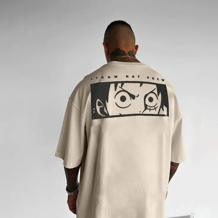 Oversized One Piece Straw Hat Crew Anime T Shirt Men Summer Cotton Loose Streetwear Casual Short Sleeve Graphic Tee Y2k Clothes