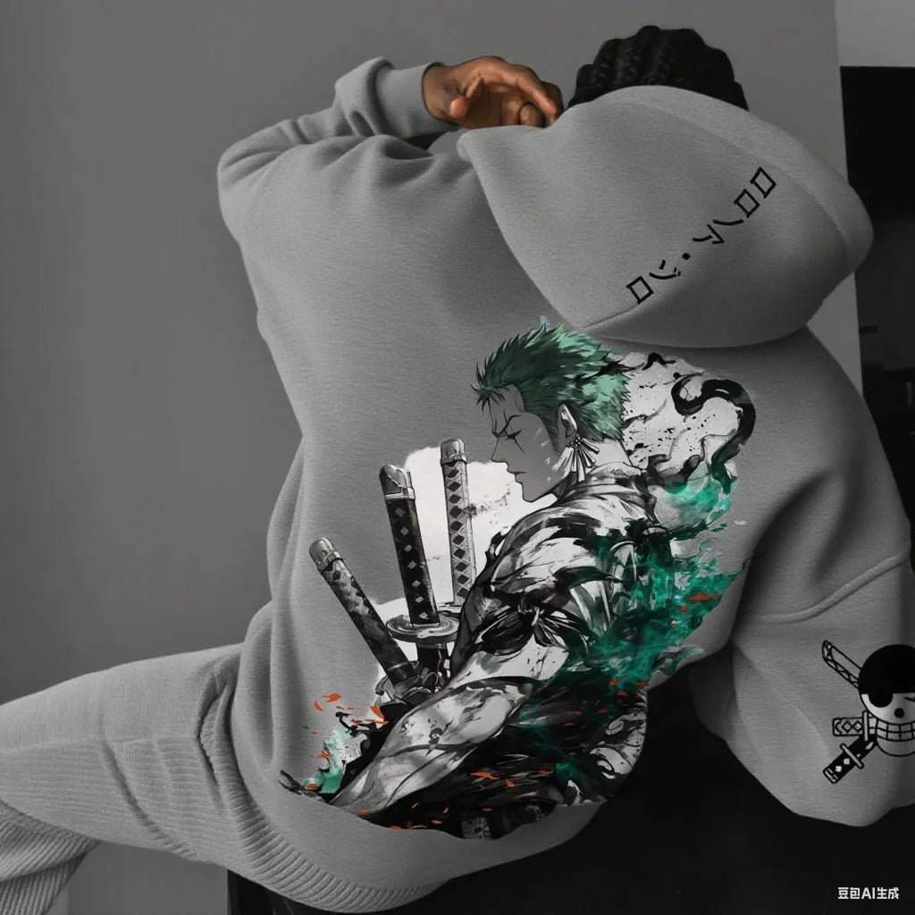 One Piece Zoro Anime Men Women Hooded Sweatshirt Streetwear Casual Pullover Hoodie Graphic Print Long Sleeve Spring Autumn Tops