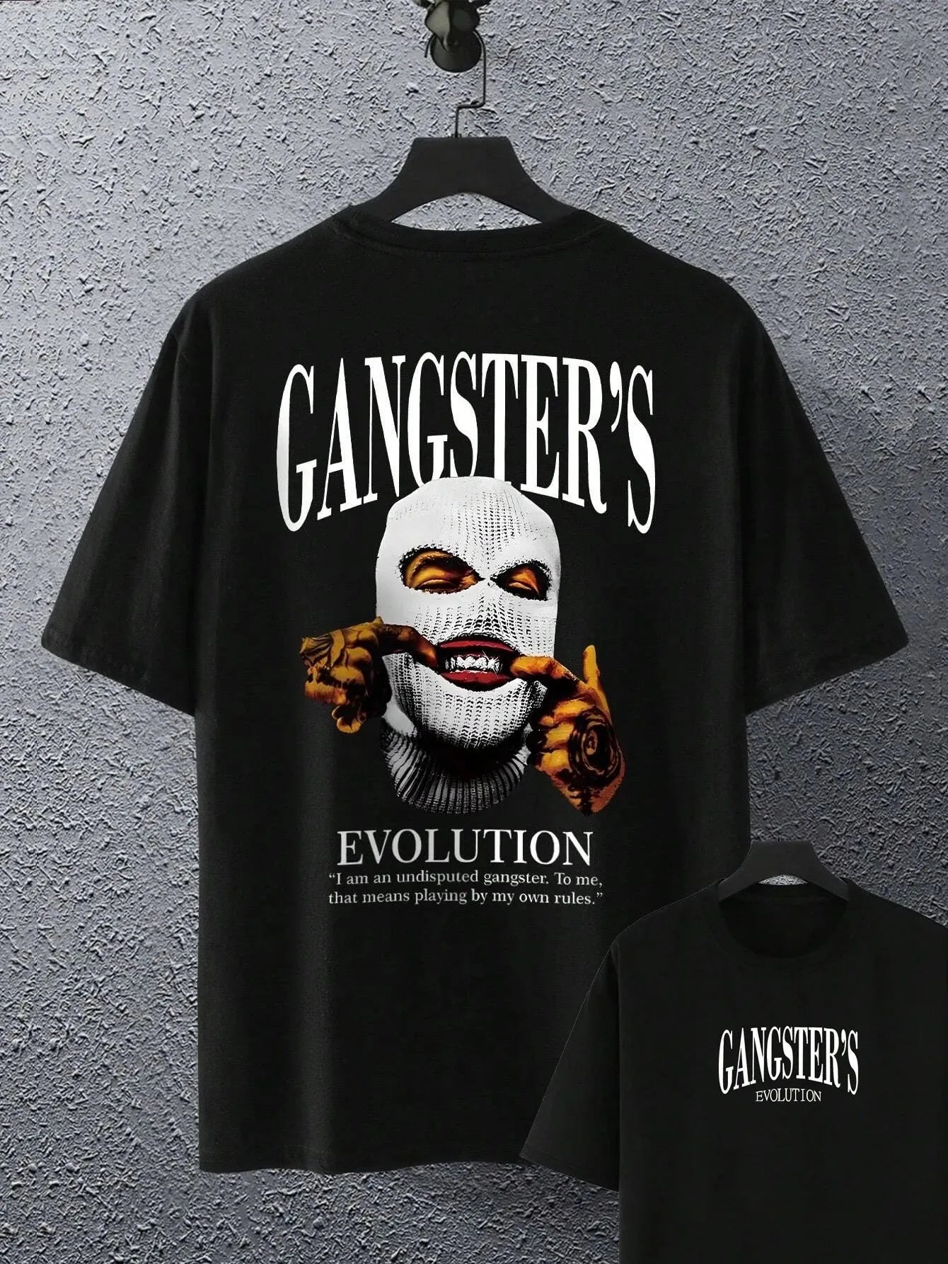 Hot selling new men's portrait pattern polyester hip-hop luxurious breathable round neck T-shirt outdoor street casual top