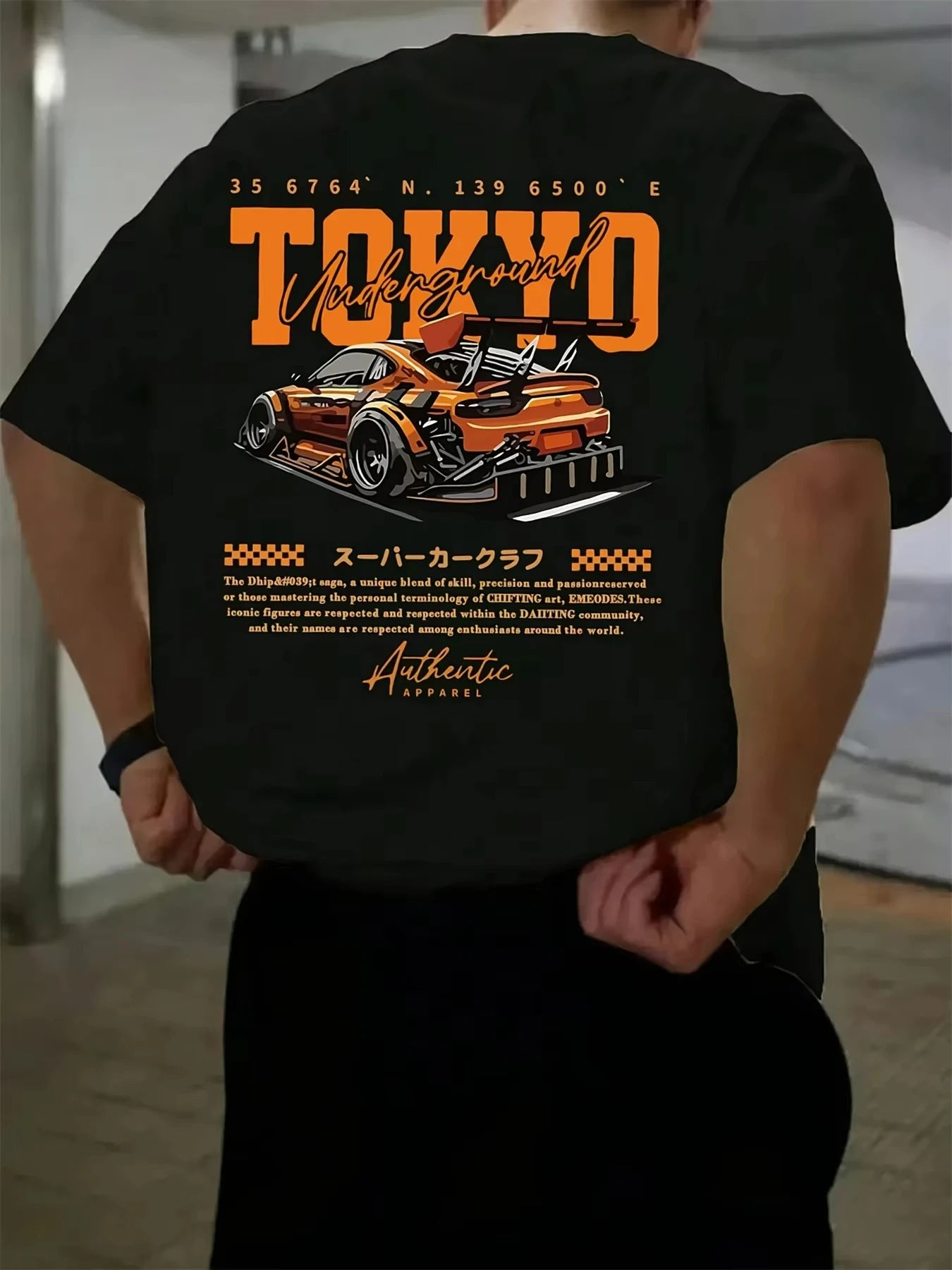 Men's Summer Cotton Fashionable Casual Loose OverSize Japanese Tokyo Pattern Printed Round Neck T-shirt Men's Women's T-shirts