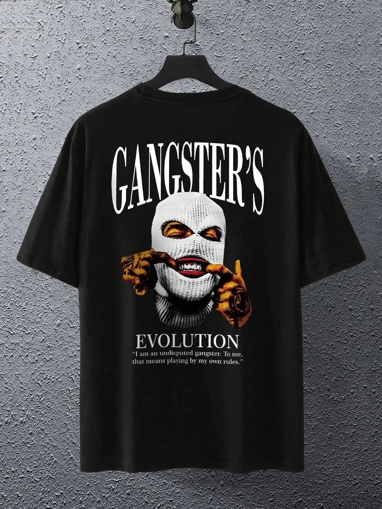 Hot selling new men's portrait pattern polyester hip-hop luxurious breathable round neck T-shirt outdoor street casual top