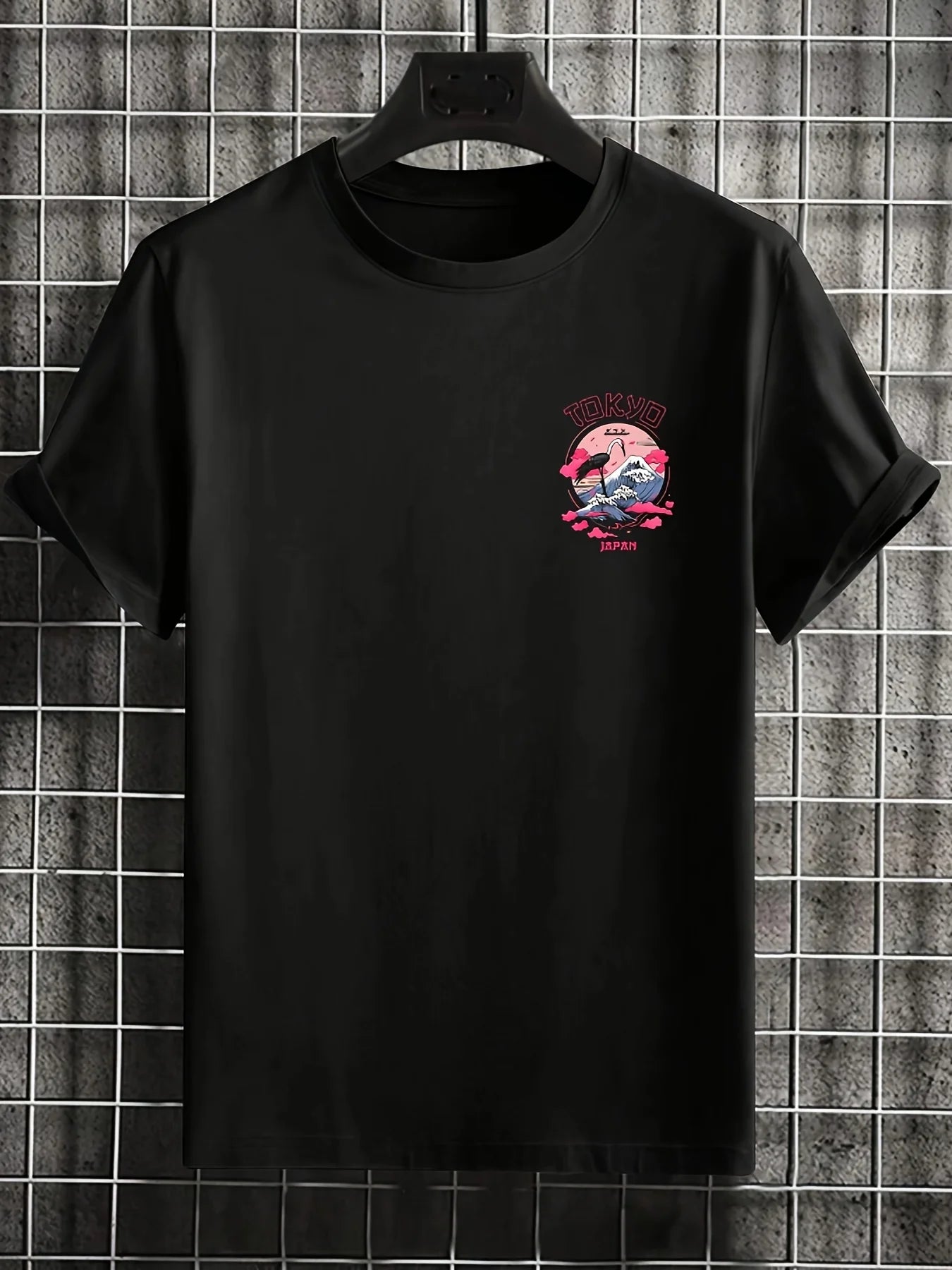 Men's summer 100% cotton Tokyo casual pattern printed fashionable and casual loose round neck short sleeved T-shirt top