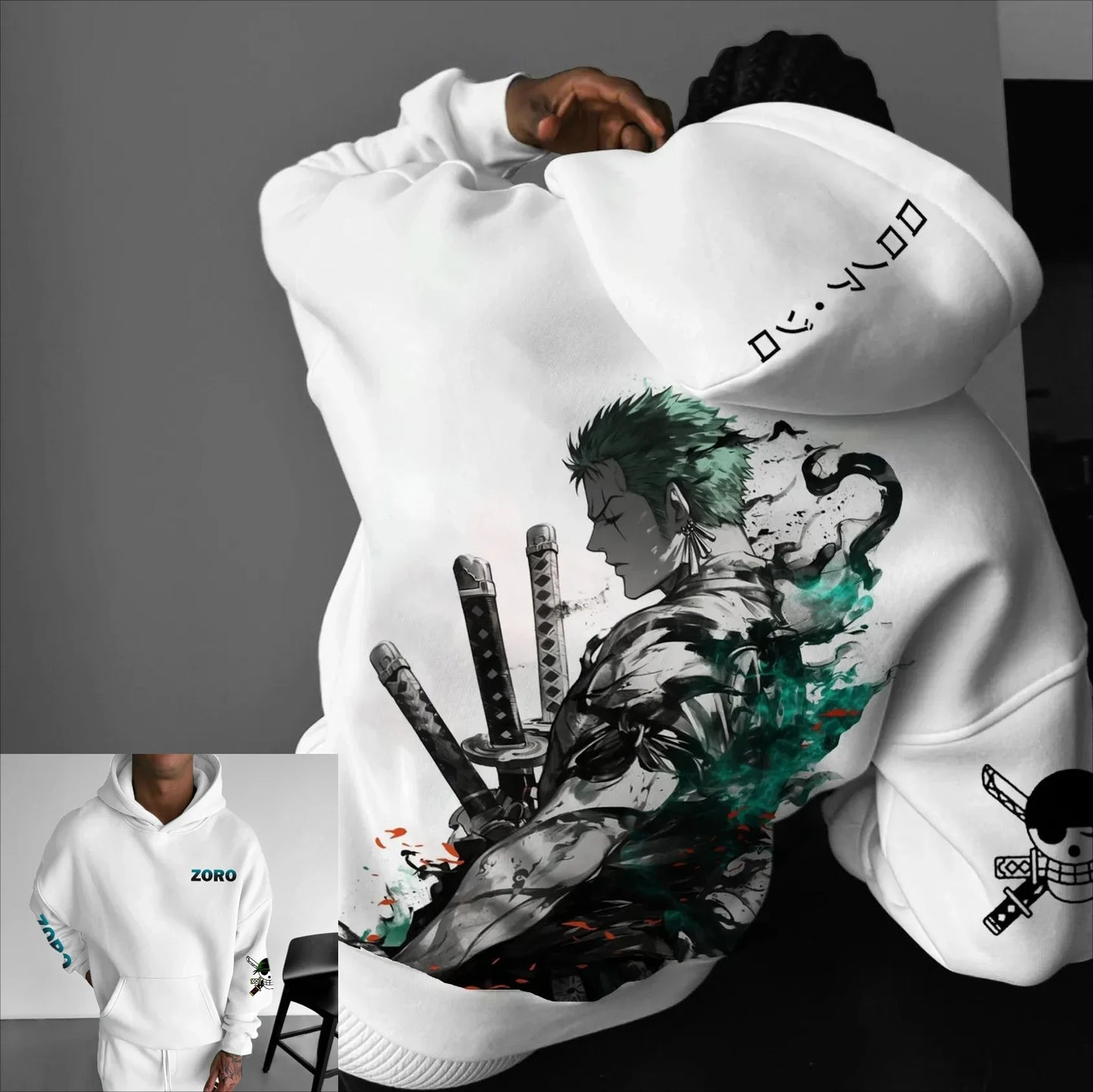 One Piece Zoro Anime Men Women Hooded Sweatshirt Streetwear Casual Pullover Hoodie Graphic Print Long Sleeve Spring Autumn Tops
