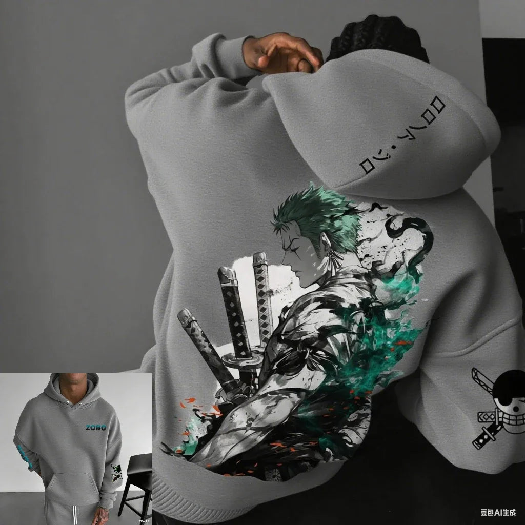 One Piece Zoro Anime Men Women Hooded Sweatshirt Streetwear Casual Pullover Hoodie Graphic Print Long Sleeve Spring Autumn Tops