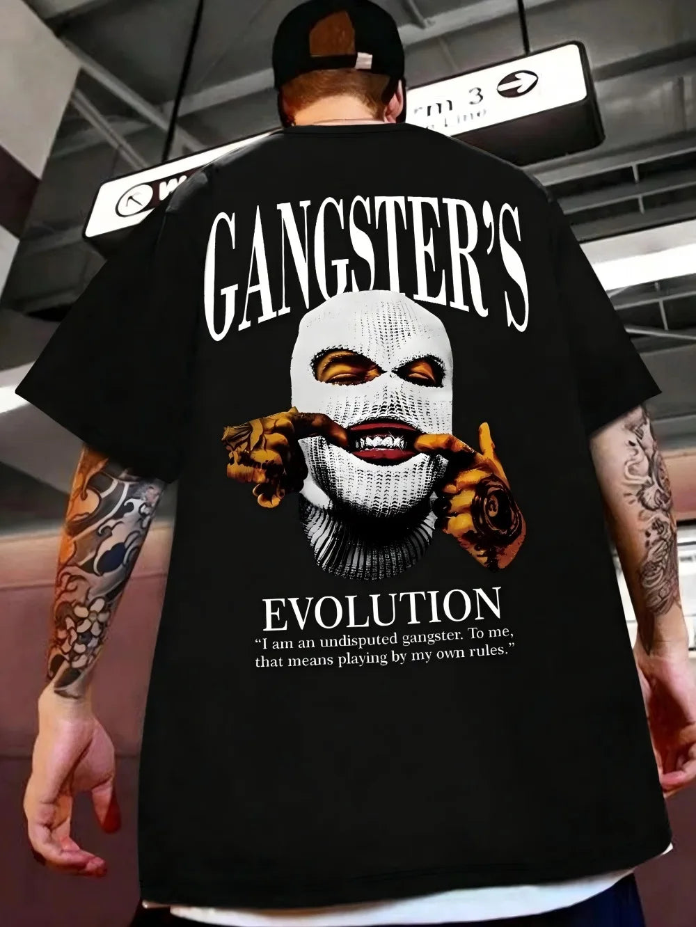 Hot selling new men's portrait pattern polyester hip-hop luxurious breathable round neck T-shirt outdoor street casual top