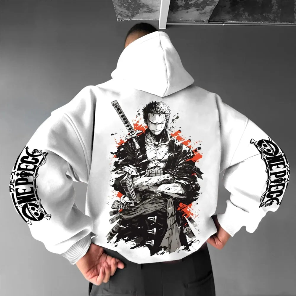 ONE PIECE Men's Hoodie Sweater Roronoa Zoro Japanese Anime Summer Autumn Boy Children's Long Sleeve Hip Hop Parent-Child Wear