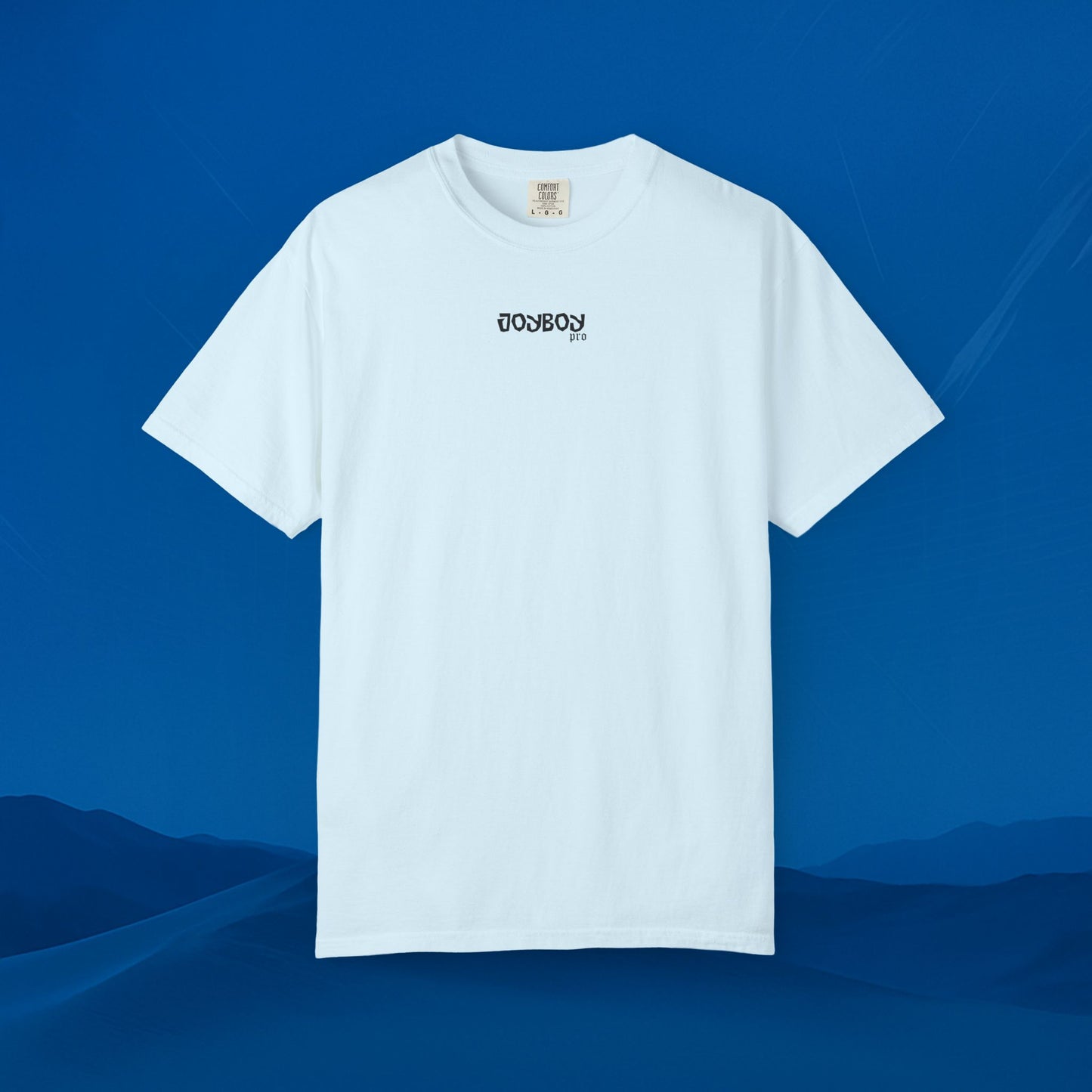 Architectural Landmark Backprint T‑Shirt — Minimal Front Logo & Detailed Castle Illustration