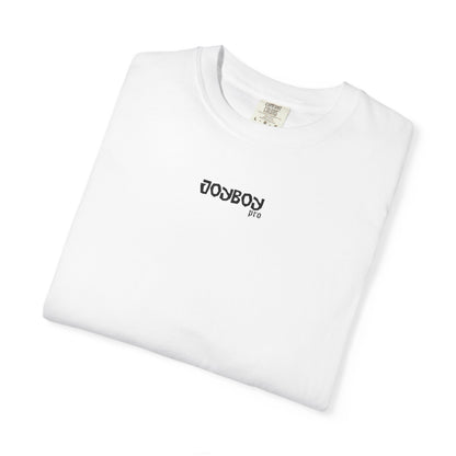 Architectural Landmark Backprint T‑Shirt — Minimal Front Logo & Detailed Castle Illustration