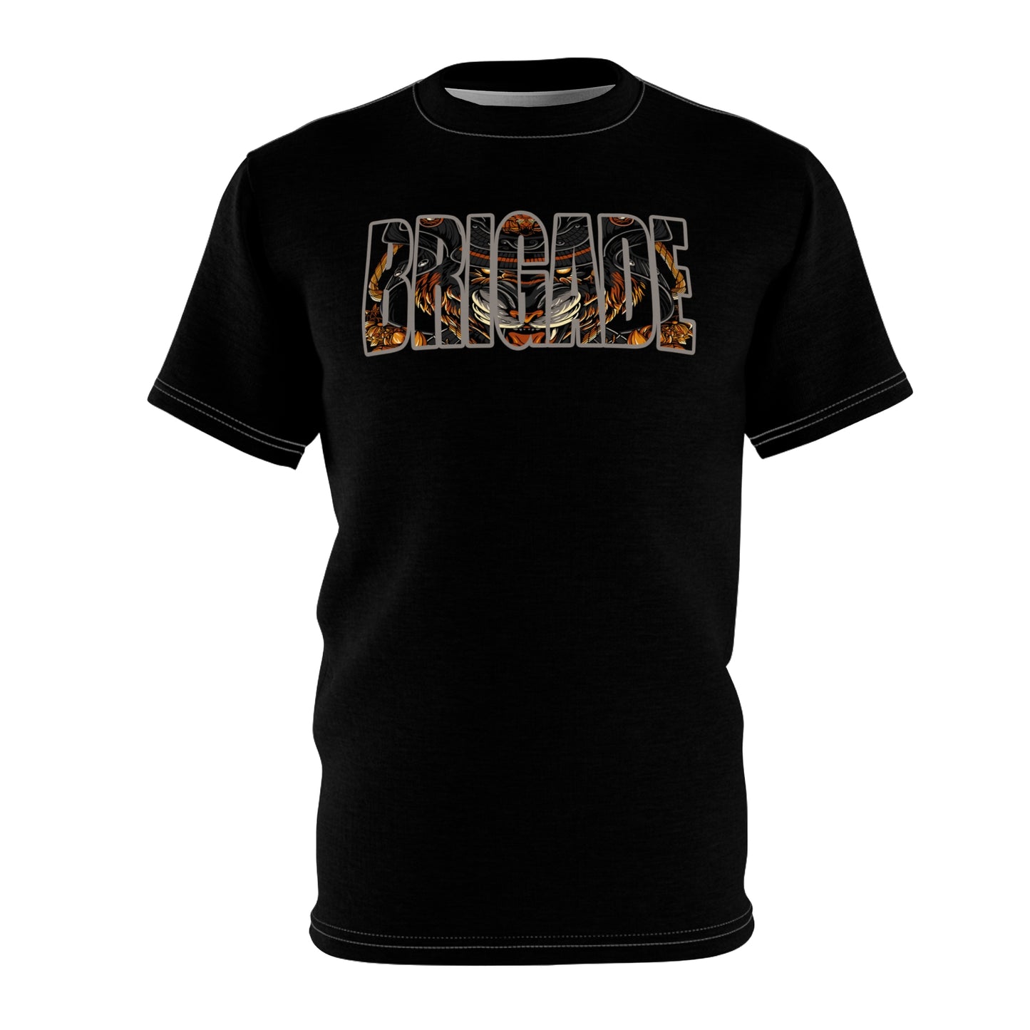 Brigade Graphic Tee — Bold Military-Inspired Lettering Shirt