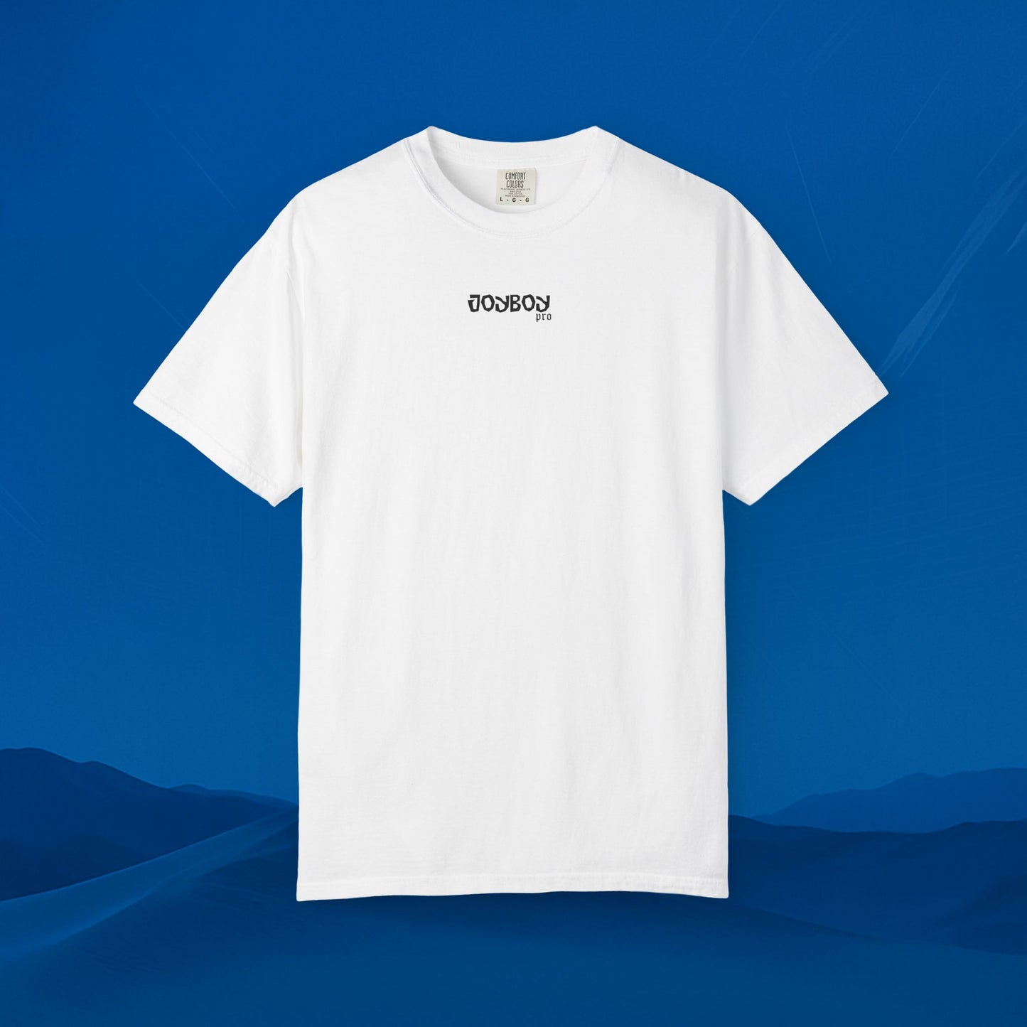 Architectural Landmark Backprint T‑Shirt — Minimal Front Logo & Detailed Castle Illustration