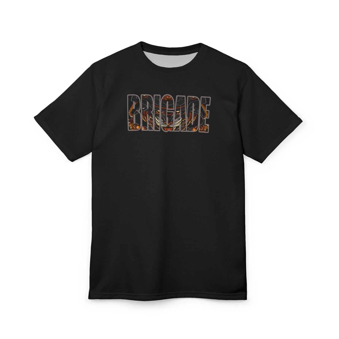 Brigade Graphic Tee — Bold Military-Inspired Lettering Shirt