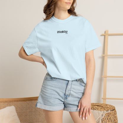 Architectural Landmark Backprint T‑Shirt — Minimal Front Logo & Detailed Castle Illustration