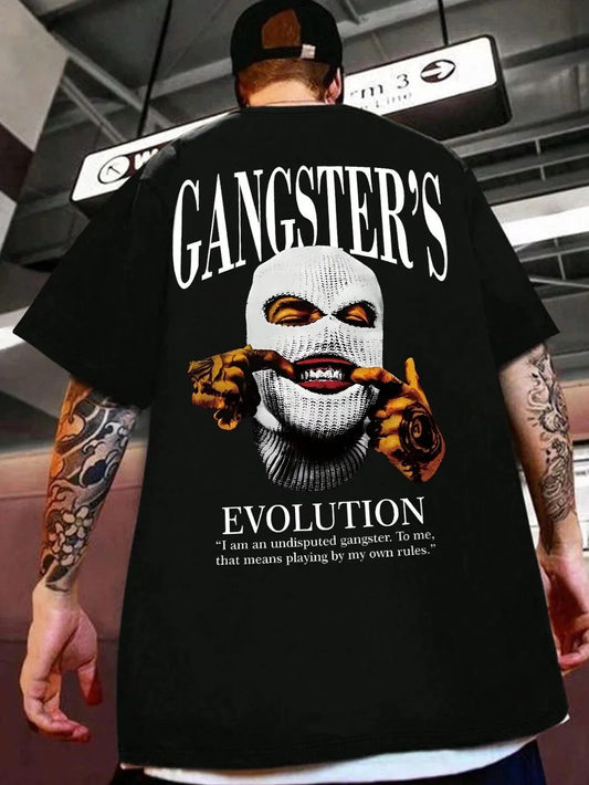 Hot selling new men's portrait pattern polyester hip-hop luxurious breathable round neck T-shirt outdoor street casual top