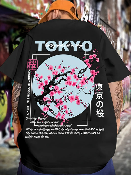2526 Kids and Adults Summer Thin Fashion 100-6XL Size Casual T-Shirt Japanese Sakura Graphic Design Pattern Printing 3D T-shirts