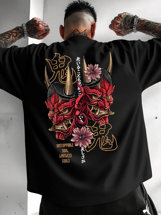 2025 Fashion Men's Summer Ghost Print Soft, Comfortable, Breathable Round Neck T-shirt Outdoor Street Style Top