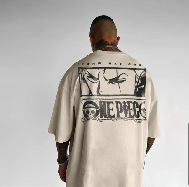 Oversized One Piece Straw Hat Crew Anime T Shirt Men Summer Cotton Loose Streetwear Casual Short Sleeve Graphic Tee Y2k Clothes