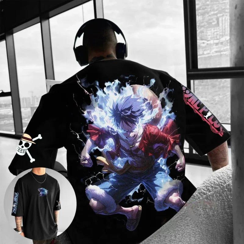 One Piece  2025 Fashion Official Graphic Tee Loose Fit Unisex Cotton T-Shirt Retro Anime Design Straw Hat Pirates Merch