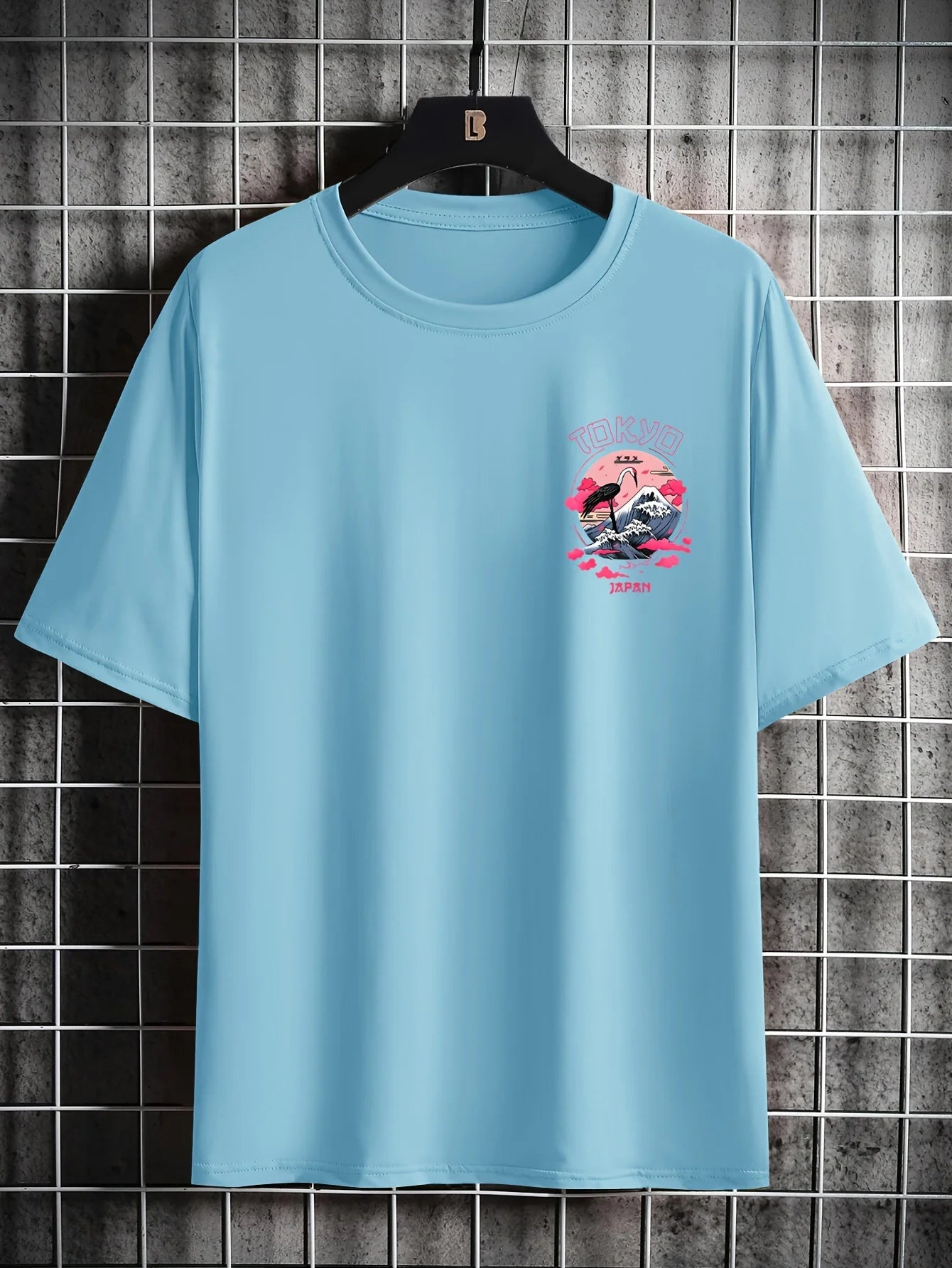 Men's summer 100% cotton Tokyo casual pattern printed fashionable and casual loose round neck short sleeved T-shirt top